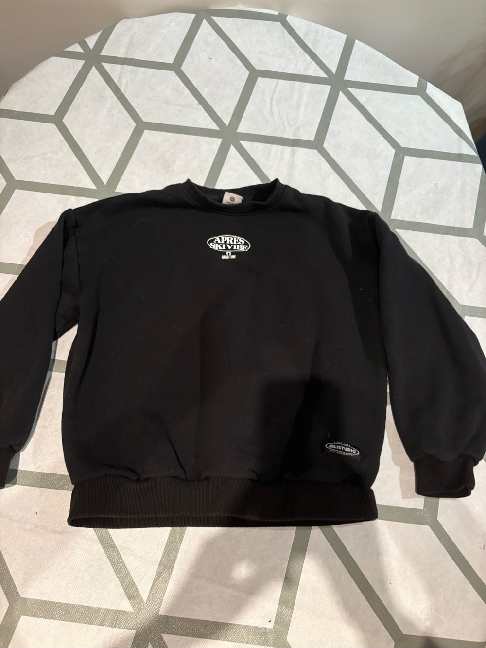 3/15$ Black Crewneck Sweater with Small Logo